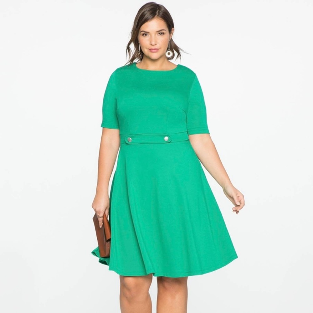 Eloquii Elbow Sleeve Fit and Flare Dress